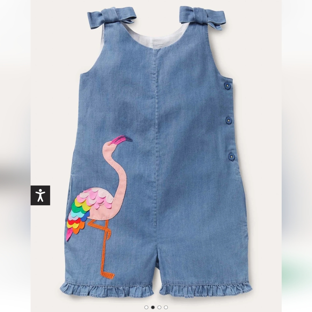 Mini Boden Tie Shoulder Frill Romper